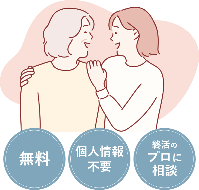 終活サポートサービスの無料相談。無料で個人情報を提供せず、プロに安心して相談できるサービスのビジュアル