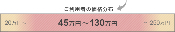 ご利用者の価格分布のボリュームゾーン45万円～130万円